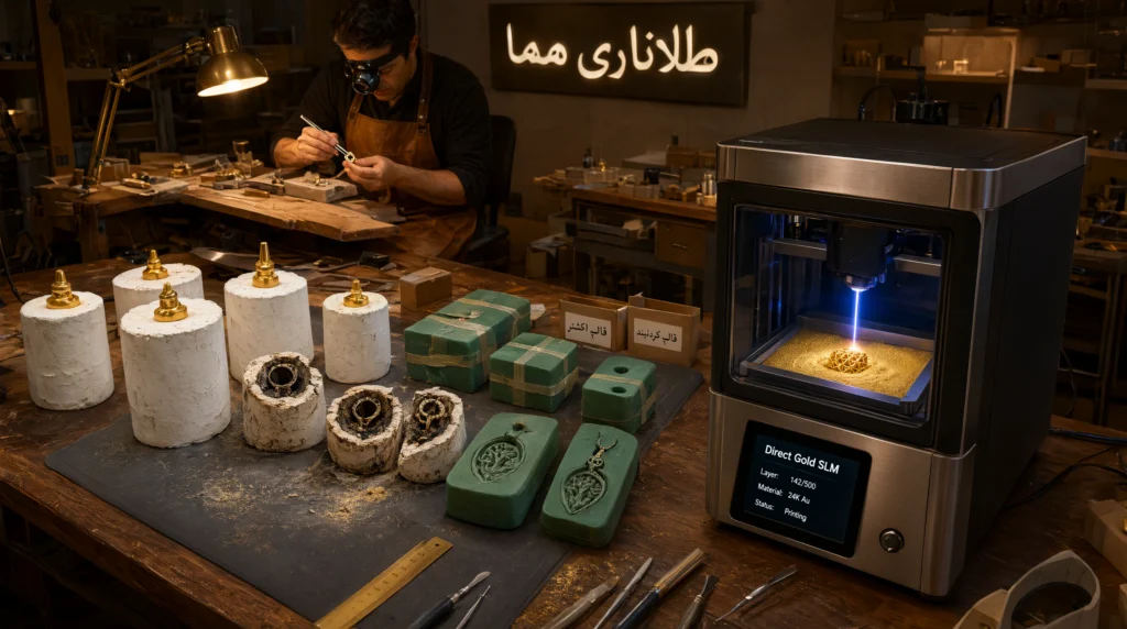قالب‌گیری زیورآلات در طلاسازی هما